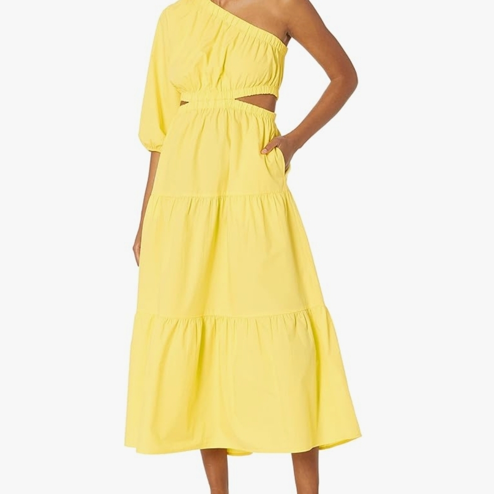 Elegant One-Shoulder Yellow Dress